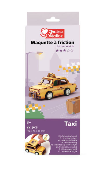 Ref. GRA651060, Maquette 3D bois véhicule taxi, Jaune, marque GRAINE CREATIVE