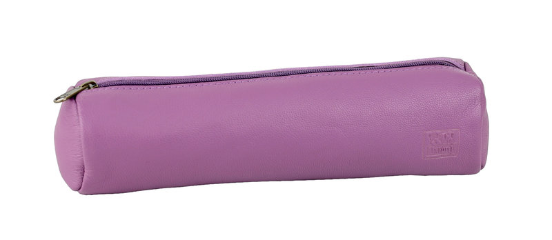 Image de  Fourre tout rond cuir teinté violet 