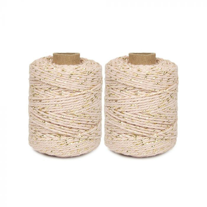 Image de  Lot 2 cordes 2mm x 50m rose - or 