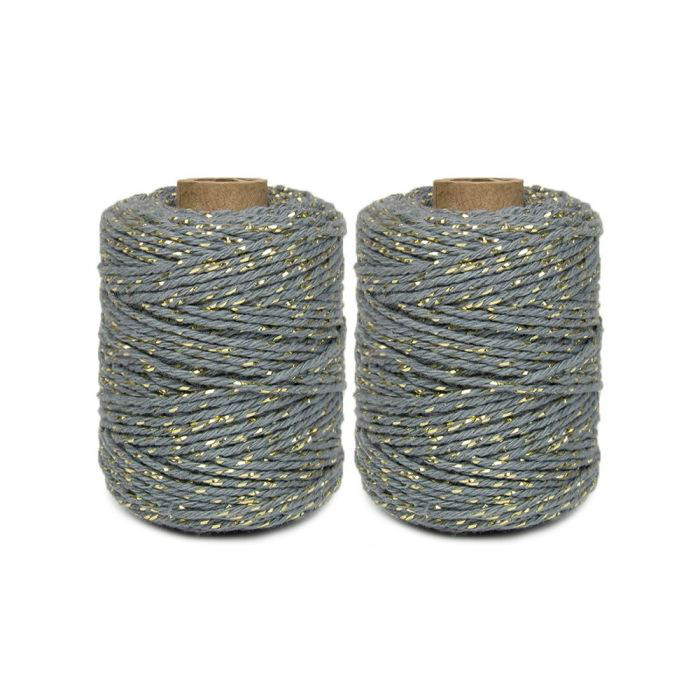 Image de  Lot 2 cordes 2mm x 50m gris - or 
