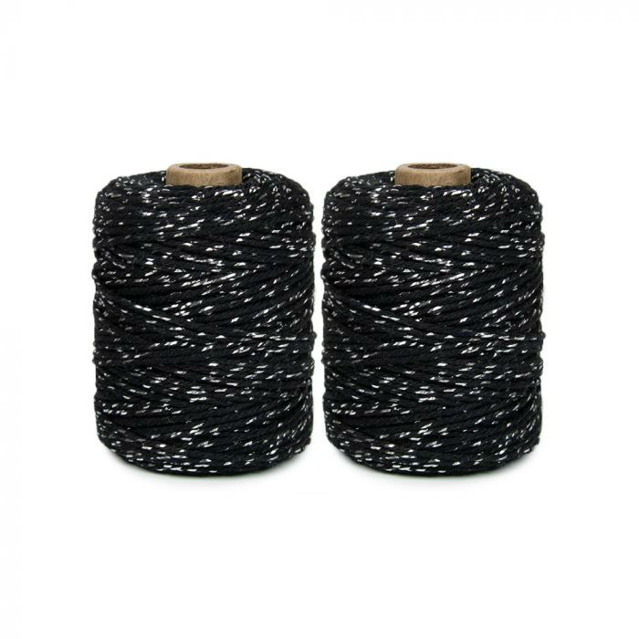 Image de  Lot 2 cordes 2mm x 50m noir - argent 