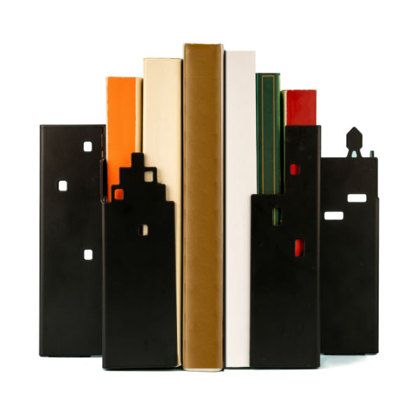 Ref. KIKBE07, Serre-livres skyline, Noir, marque KIKKERLAND