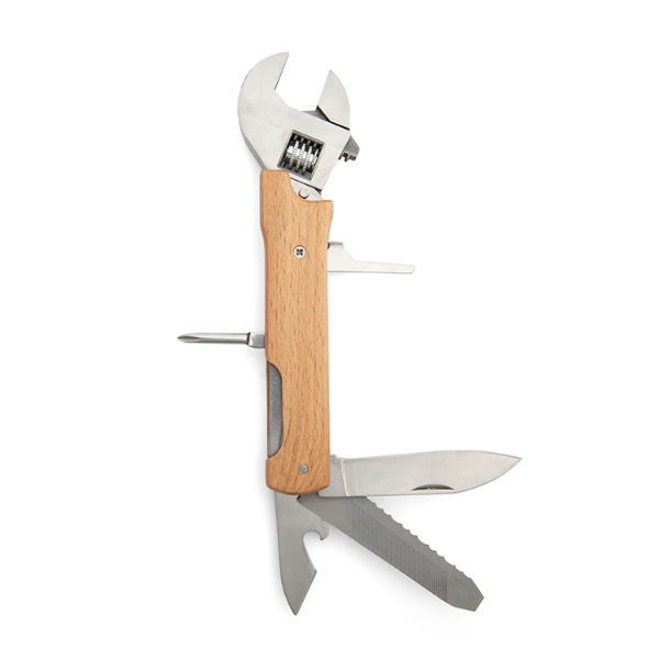 Ref. KIKCD707, Multi-outils clé à molette bois, marque KIKKERLAND