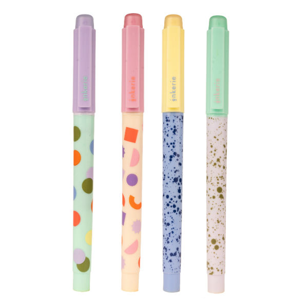 Ref. KIKINK28A, 4 surligneurs effaçables, Assorties, marque KIKKERLAND