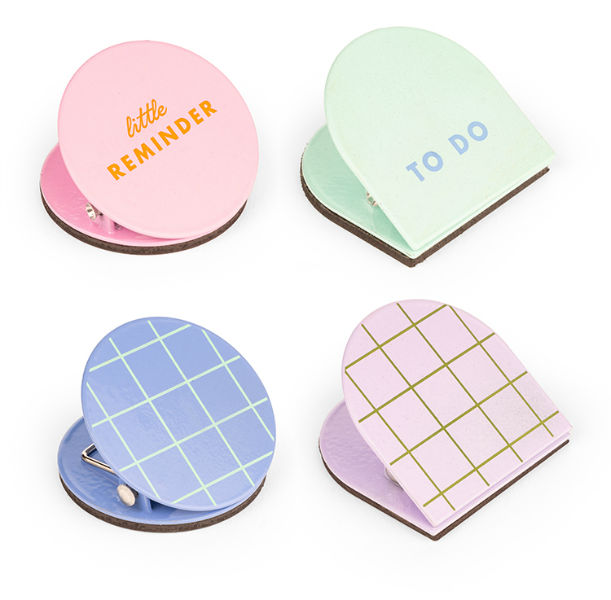 Ref. KIKINK29, 4 clips magnétiques Inkerie, Assorties, marque KIKKERLAND