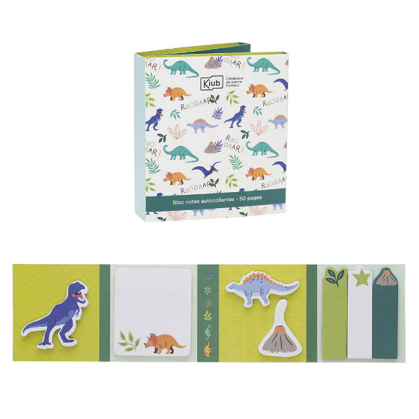 Ref. KIUBLNO58F01, Bloc sticky note Les Petits Kiub dino, marque KIUB