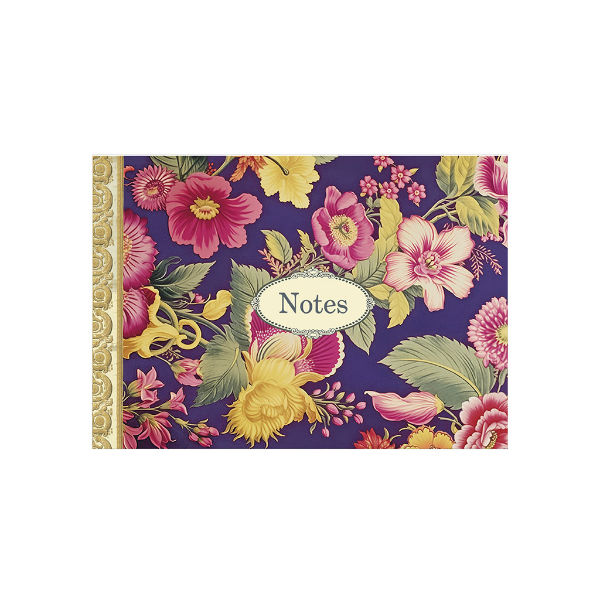 Image de  Mini cahier 15x10 48 pages Pattern violet fleurs roses 