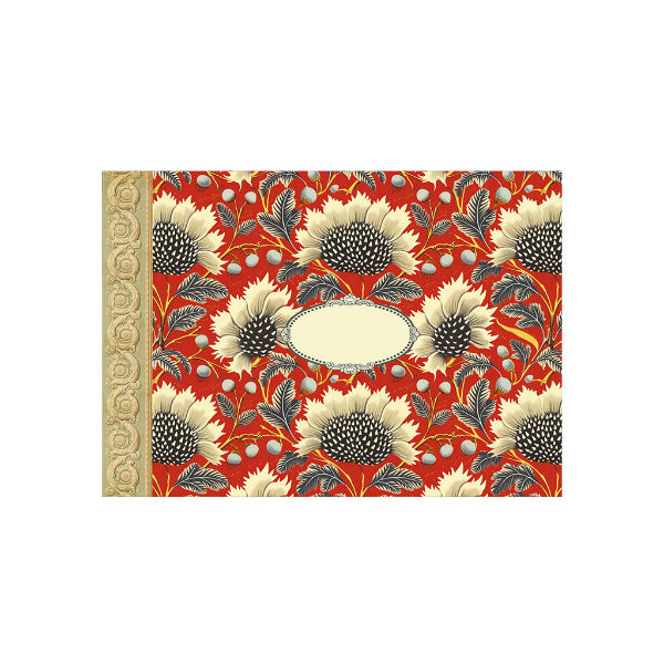 Image de  Mini cahier 15x10 48 pages Pattern rouge fleurs noires 
