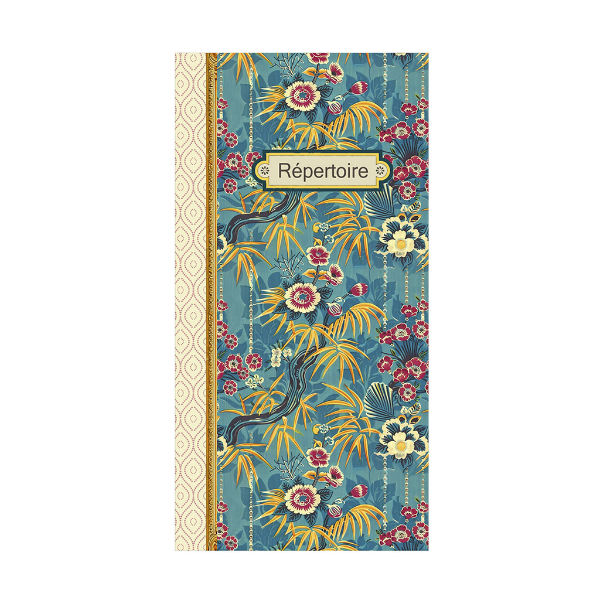 Image de  Répertoire 21x10 48 pages Pattern bleu fleurs rouges 