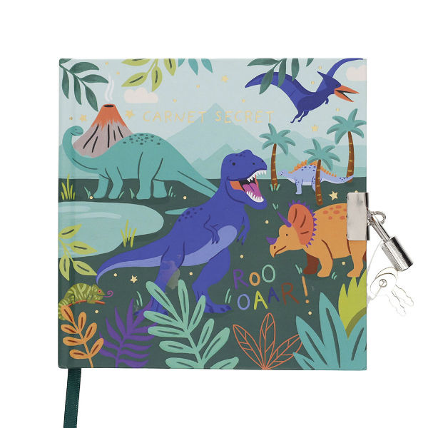 Ref. KIULESAC58F01, Carnet secret carré Les Petits Kiub dino, marque KIUB