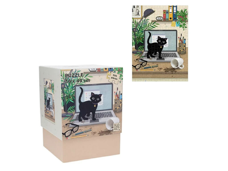 Image de  Puzzle 500 pièces coffret Bug Art chaton ordi 