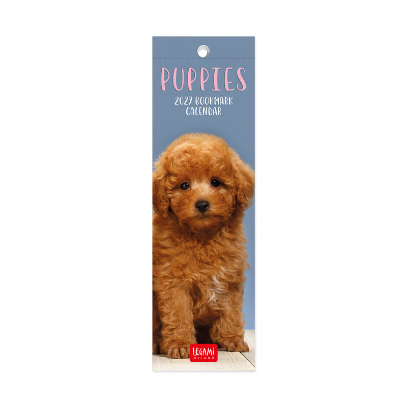 Ref. LEGCAL270158, Calendrier marque pages 2027 - Chiens - chiots - 5,5x18 cm, marque LEGAMI