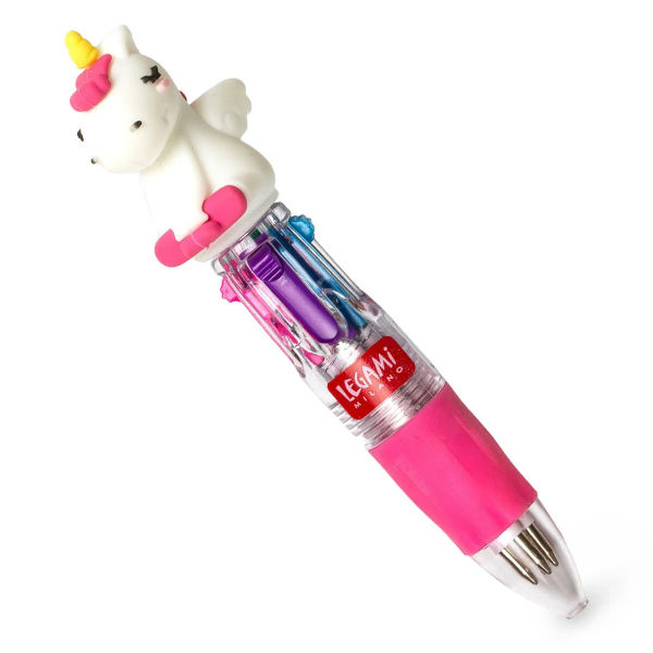 Image de  Mini stylo à bille 4 couleurs licorne 