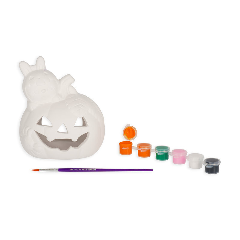 Ref. LEGPSE0002, LEGAMI HALLOWEEN - Kit décoration bougeoir à peindre lapin citrouille, Blanc, marque LEGAMI