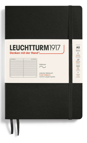 Image de  Carnet Leuchtturm souple A5 ligné noir 