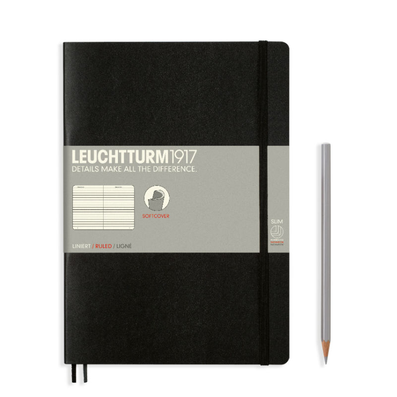 Image de  Carnet Leuchtturm souple B5 ligné noir 