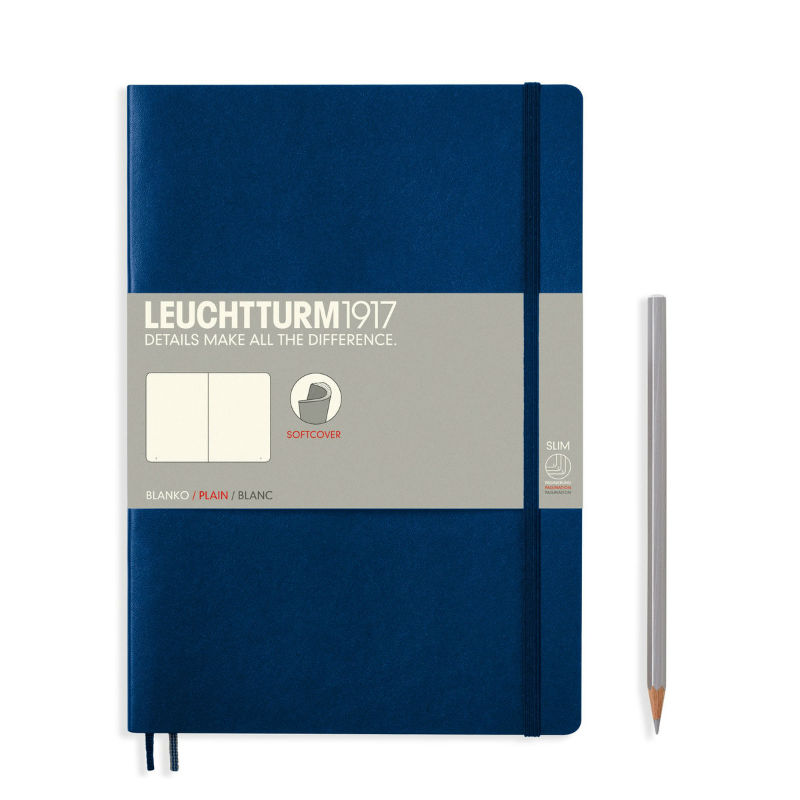 Image de  Carnet Leuchtturm souple B5 uni bleu marine 