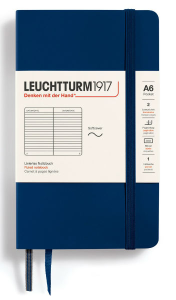 Image de  Carnet Leuchtturm souple A6 ligné bleu marine 