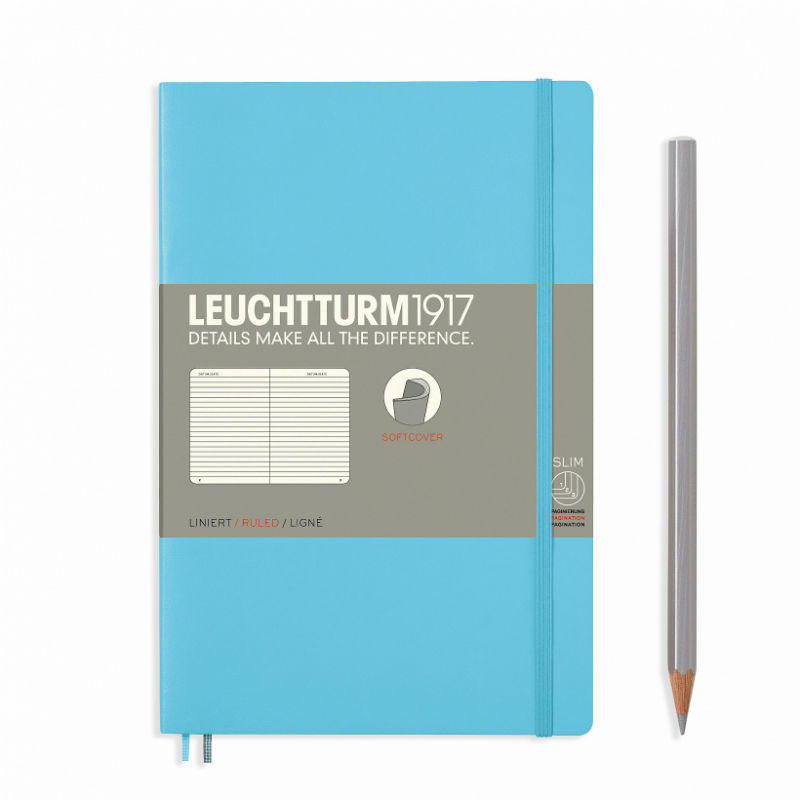 Image de  Carnet Leuchtturm souple B6+ ligné turquoise 