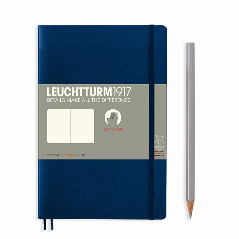Image de  Carnet Leuchtturm souple B6+ uni bleu marine 