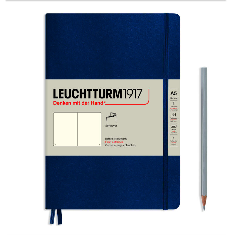 Image de  Carnet Leuchtturm souple A5 uni bleu marine 