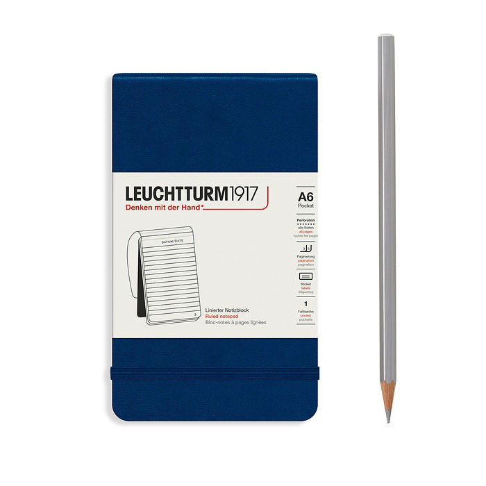 Image de  Carnet Leuchtturm Reporter A6 ligné bleu marine 