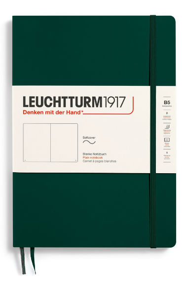 Image de  Carnet Leuchtturm souple B5 uni vert forêt 