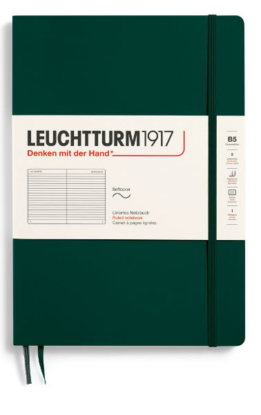 Image de  Carnet Leuchtturm souple B5 ligné vert forêt 