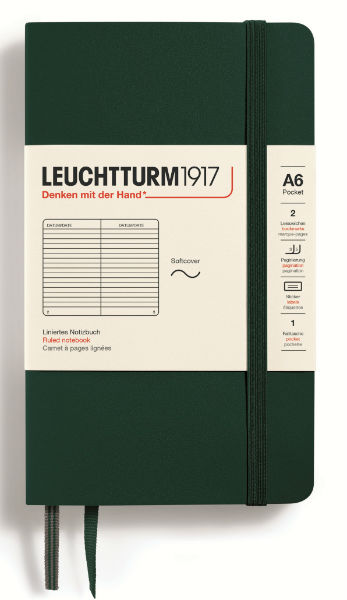 Image de  Carnet Leuchtturm souple A6 ligné vert forêt 