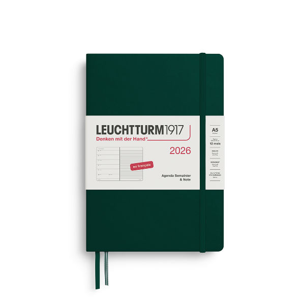 Image de  Agenda & carnet A5 forest green 1 semaine sur 1 page 2026 