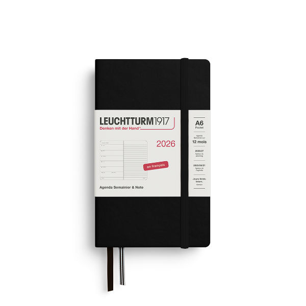 Image de  Agenda & carnet A6 noir 1 semaine sur 1 page 2026 