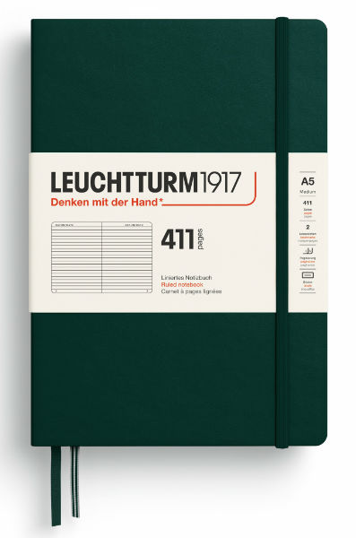 Image de  Carnet Leuchtturm 411 A5 ligné vert forêt 