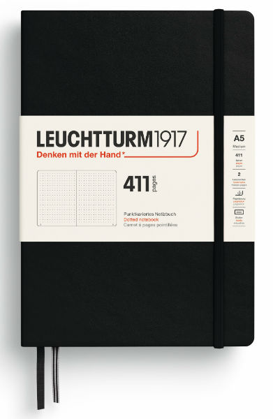 Image de  Carnet Leuchtturm 411 A5 pointillés noir 