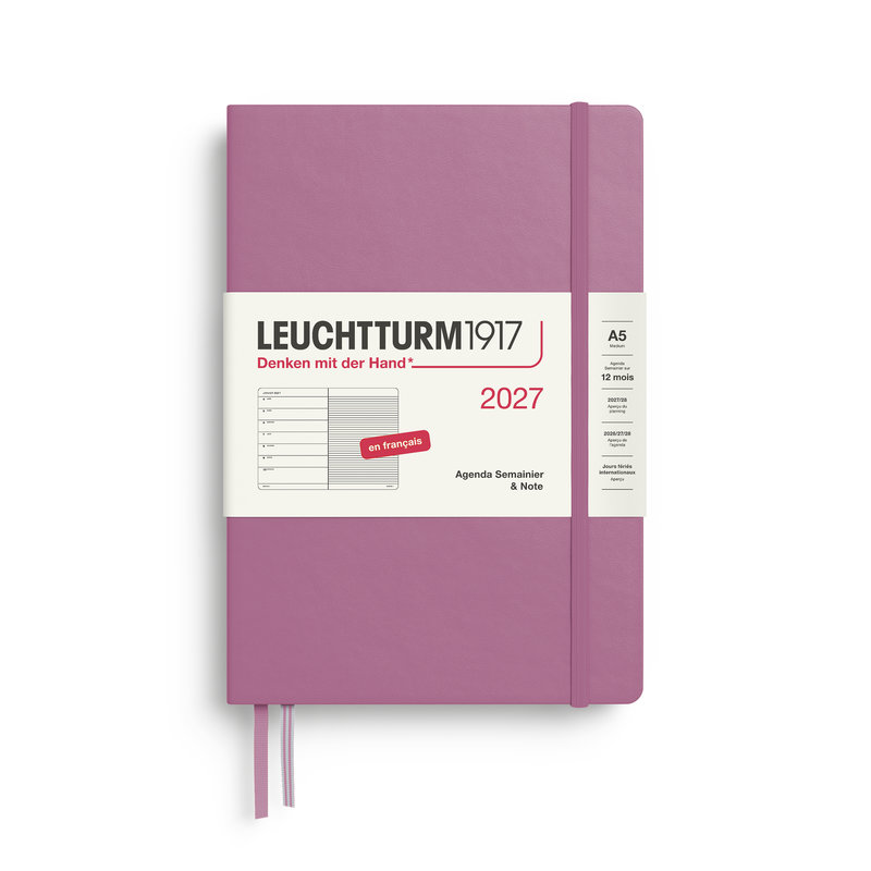 Ref. LEU400377, Agenda & carnet A5 dusty rose 1 semaine sur 1 page 2027, Rose, marque LEUCHTTURM