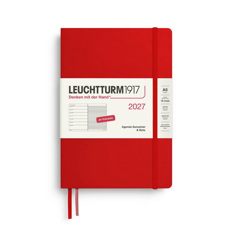 Ref. LEU400378, Agenda & carnet A5 cherry 1 semaine sur 1 page 2027, Rouge, marque LEUCHTTURM