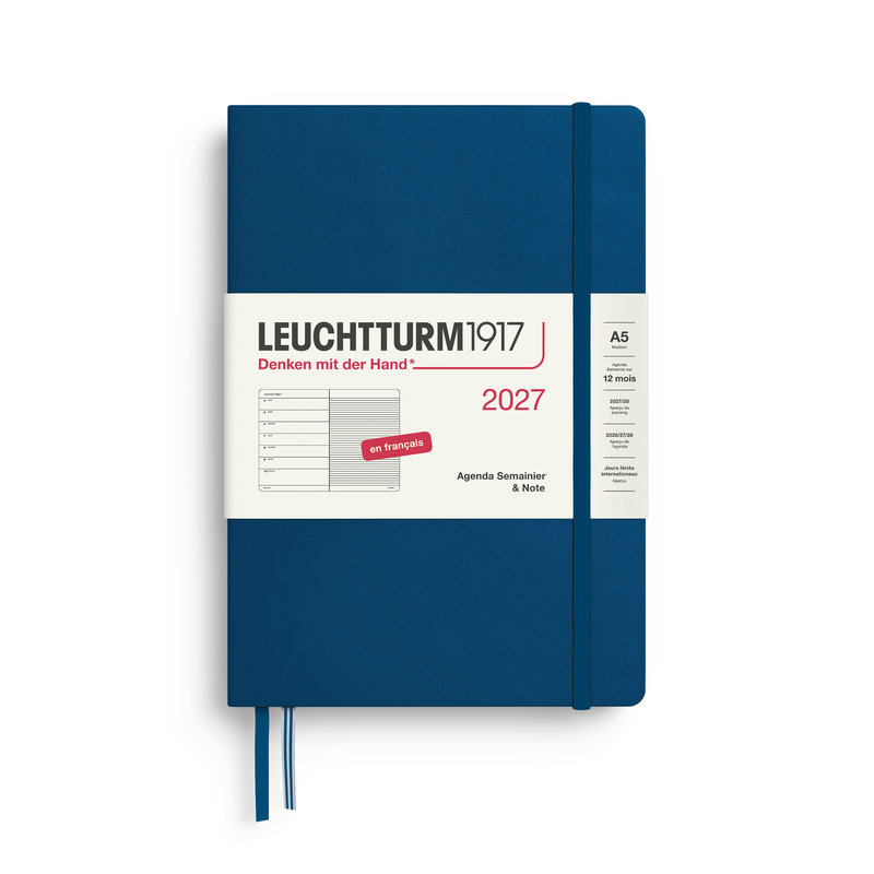 Ref. LEU400382, Agenda & carnet A5 indigo 1 semaine sur 1 page 2027, Bleu, marque LEUCHTTURM