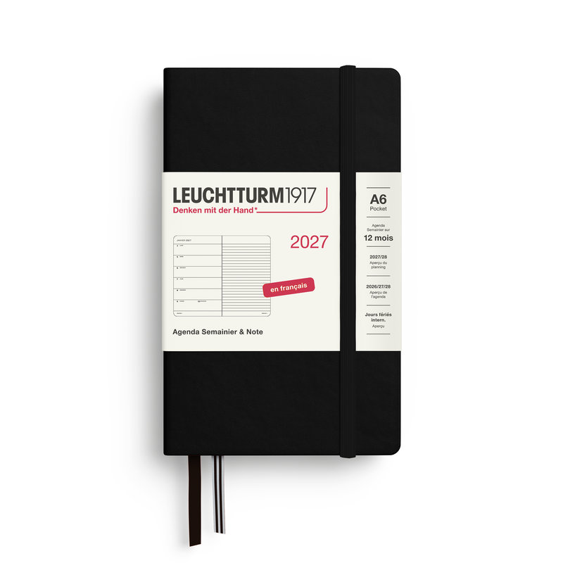 Ref. LEU400383, Agenda & carnet A6 noir 1 semaine sur 1 page 2027, Noir, marque LEUCHTTURM