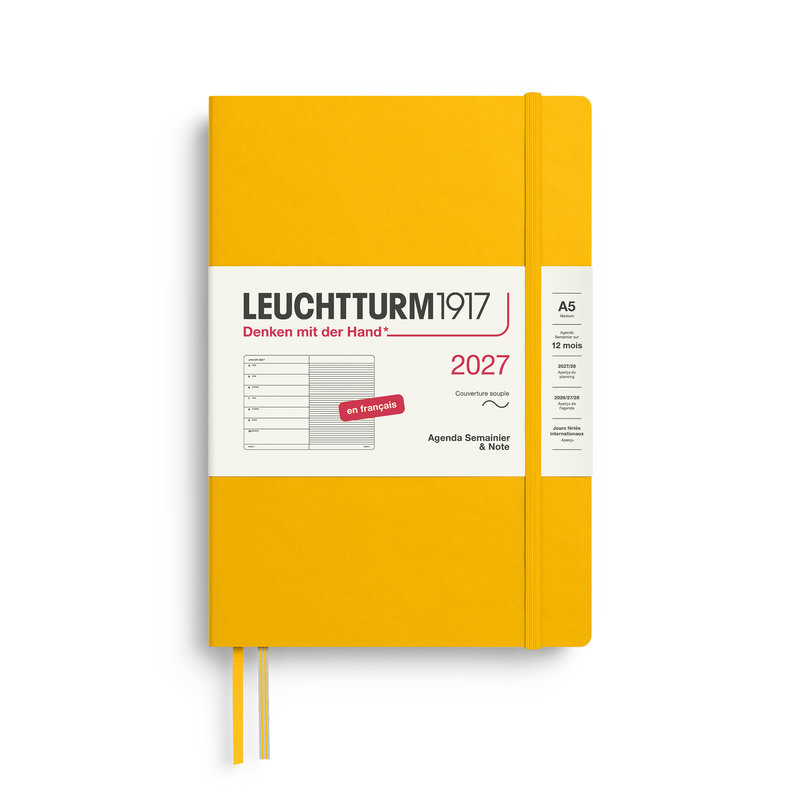 Ref. LEU400390, Agenda & carnet souple A5 sunflower 1 semaine sur 1 page 2027, Jaune, marque LEUCHTTURM