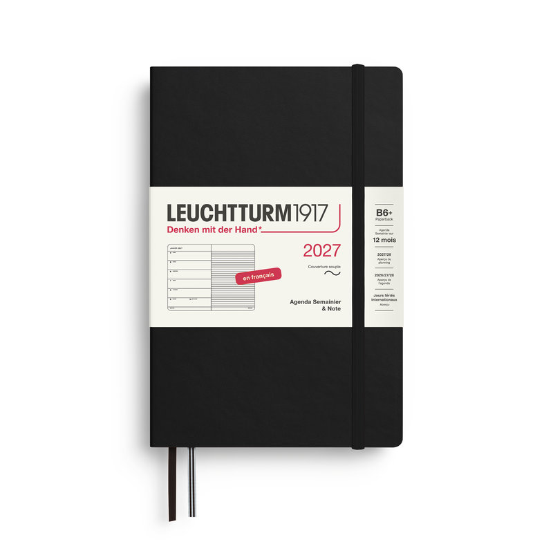Ref. LEU400394, Agenda & carnet souple B6+ noir 1 semaine sur 1 page 2027, Noir, marque LEUCHTTURM