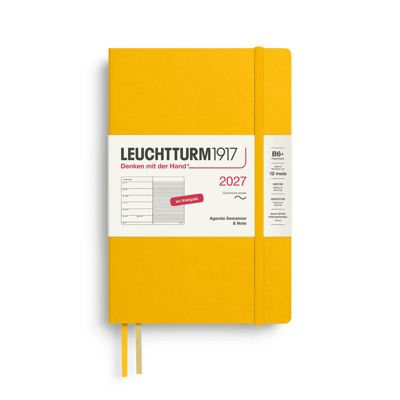 Ref. LEU400396, Agenda & carnet souple B6+ sunflower 1 semaine sur 1 page 2027, Jaune, marque LEUCHTTURM