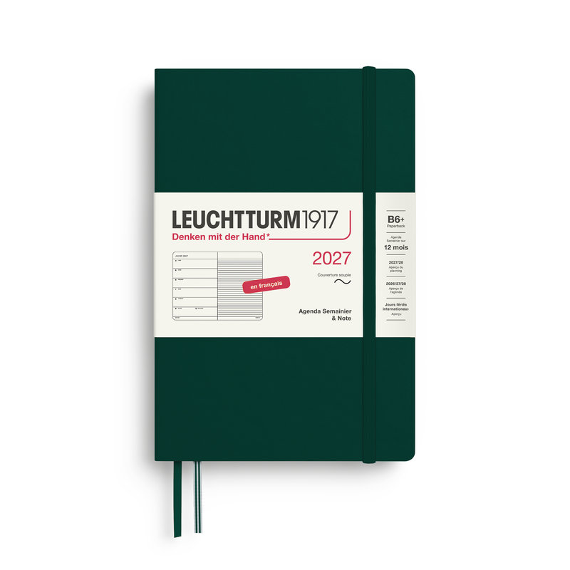Ref. LEU400397, Agenda & carnet souple B6+ forest green 1 semaine sur 1 page 2027, Vert, marque LEUCHTTURM