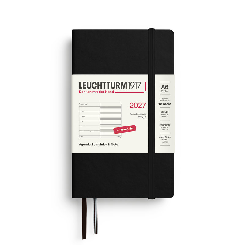 Ref. LEU400398, Agenda & carnet souple A6 noir 1 semaine sur 1 page 2027, Noir, marque LEUCHTTURM