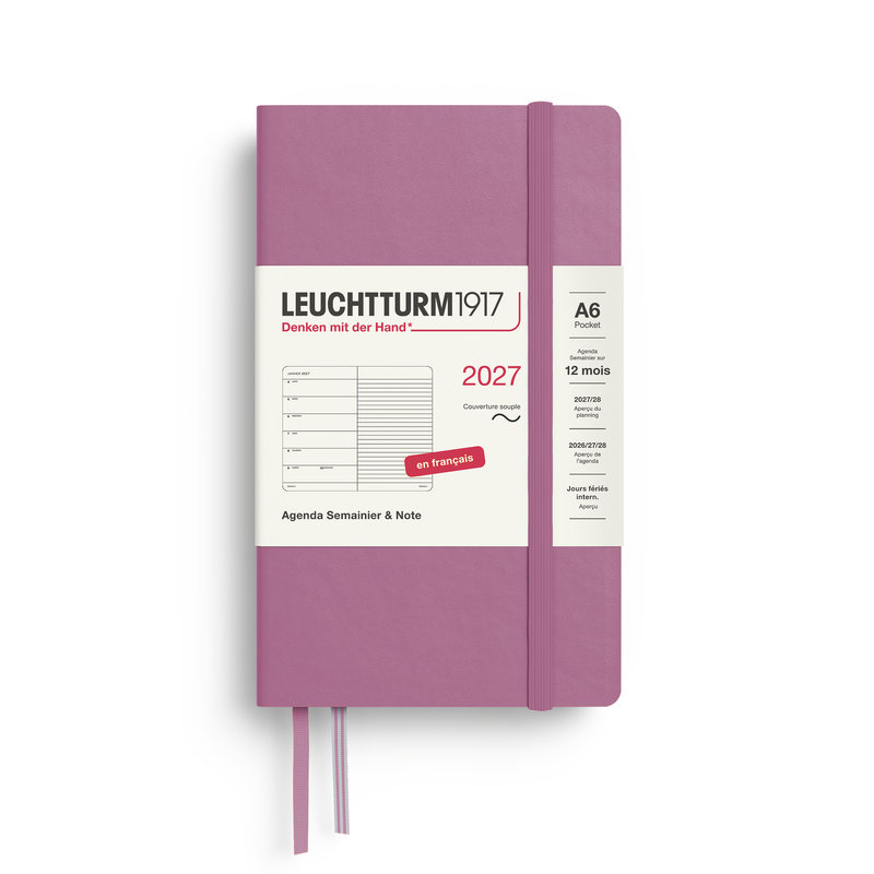 Ref. LEU400399, Agenda & carnet souple A6 dusty rose 1 semaine sur 1 page 2027, Rose, marque LEUCHTTURM