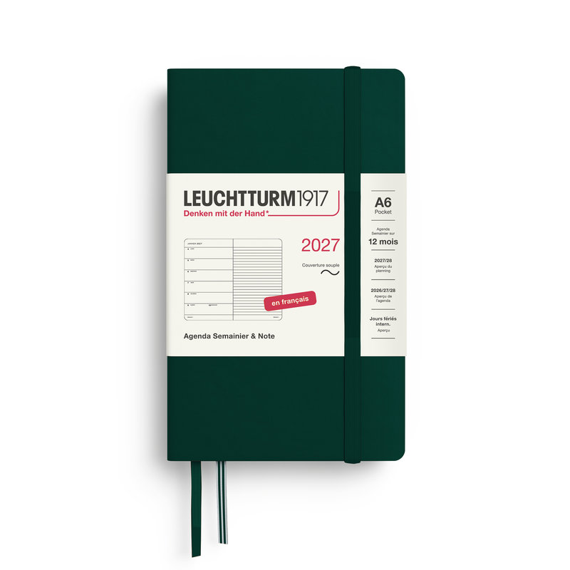 Ref. LEU400401, Agenda & carnet souple A6 forest green 1 semaine sur 1 page 2027, Vert, marque LEUCHTTURM