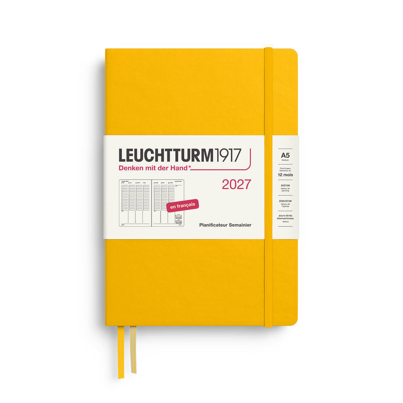 Ref. LEU400408, Agenda A5 sunflower 1 semaine sur 2 pages verticale 2027, Jaune, marque LEUCHTTURM