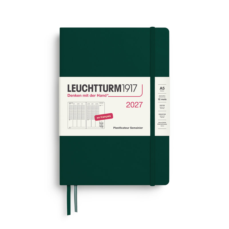 Ref. LEU400409, Agenda A5 forest green 1 semaine sur 2 pages verticale 2027, Vert, marque LEUCHTTURM