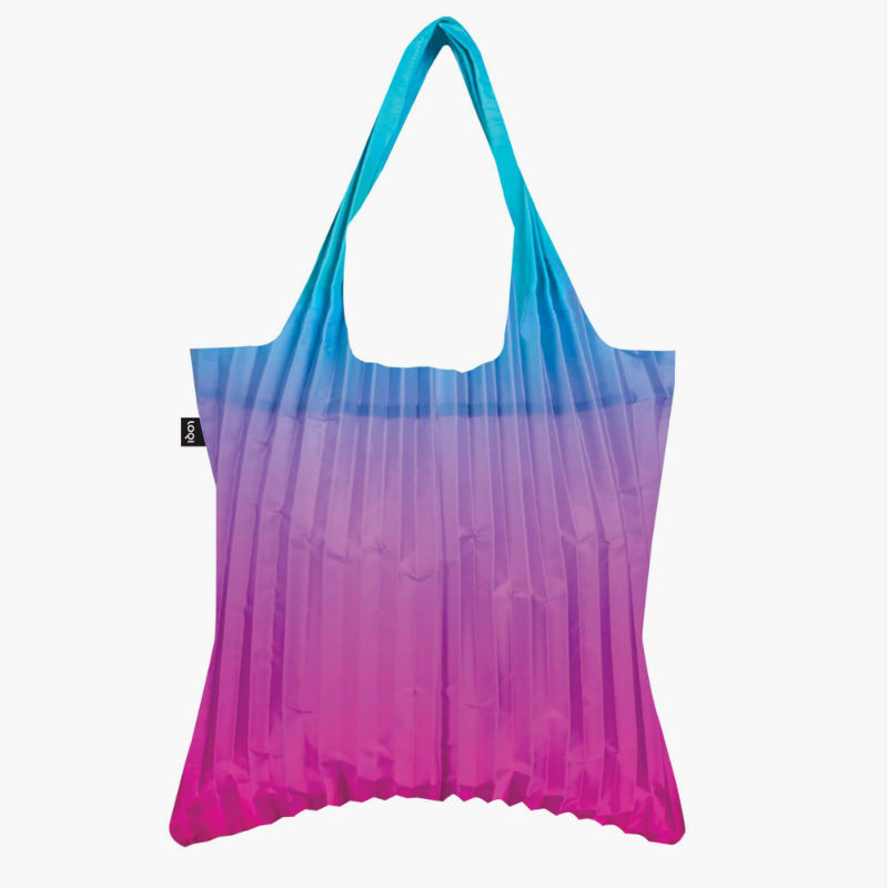 Image de  Sac de courses pliable plissé arc-en-ciel bleu 