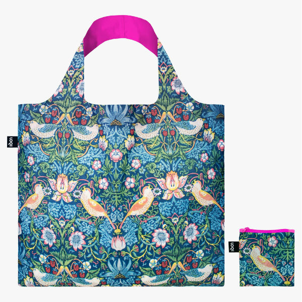 Image de  Sac de courses pliable William Morris the strawberry thief Néon pink 
