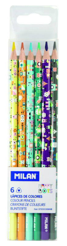 Image de  Étui 6 crayons de couleur happy bots 