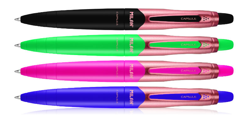 Ref. MIL1765809120D, Stylo bille capsule copper 1mm bleu, Assorties, marque MILAN